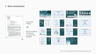 © 2016. L. Vieira Dos Santos | MDI | School of design, Laval U. | 20
| Data visualisation
1/8
>
Less linear
reading
Extract essential
information
to capture the
attention.
 