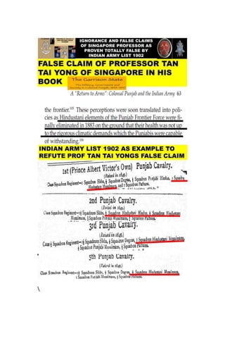 IGNORANCE AND FALSE
CLAIMS OF SINGAPORE
PROFESSOR AS PROVEN
TOTALLY FALSE BY INDIAN
ARMY LIST 1902
• November 2022
• DOI:
• 10.13140/RG.2.2.22223.5
6482
• Project:
• MILITARY HISTORY
• Agha H Amin
 