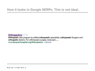How it looks in Google SERPs. This is not ideal. 44