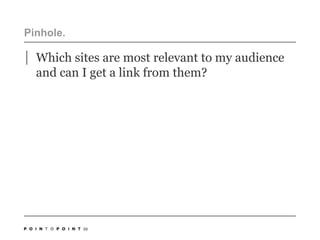 Pinhole. Which sites are most relevant to my audience and can I get a link from them?59