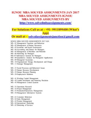 IGNOU MBA SOLVED ASSIGNMENTS 2017 | DOCX