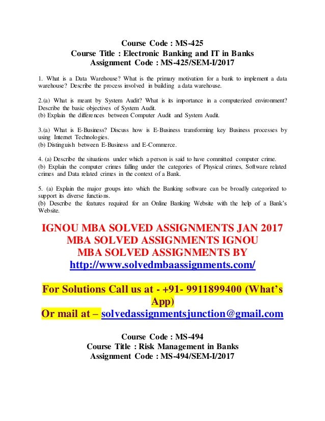 Mba assignments