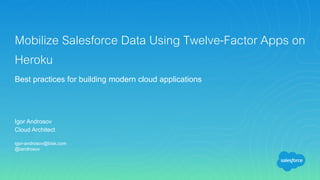 Igor Androsov
Cloud Architect
igor-androsov@bisk.com
@iandrosov
Mobilize Salesforce Data Using Twelve-Factor Apps on
Heroku
Best practices for building modern cloud applications
 