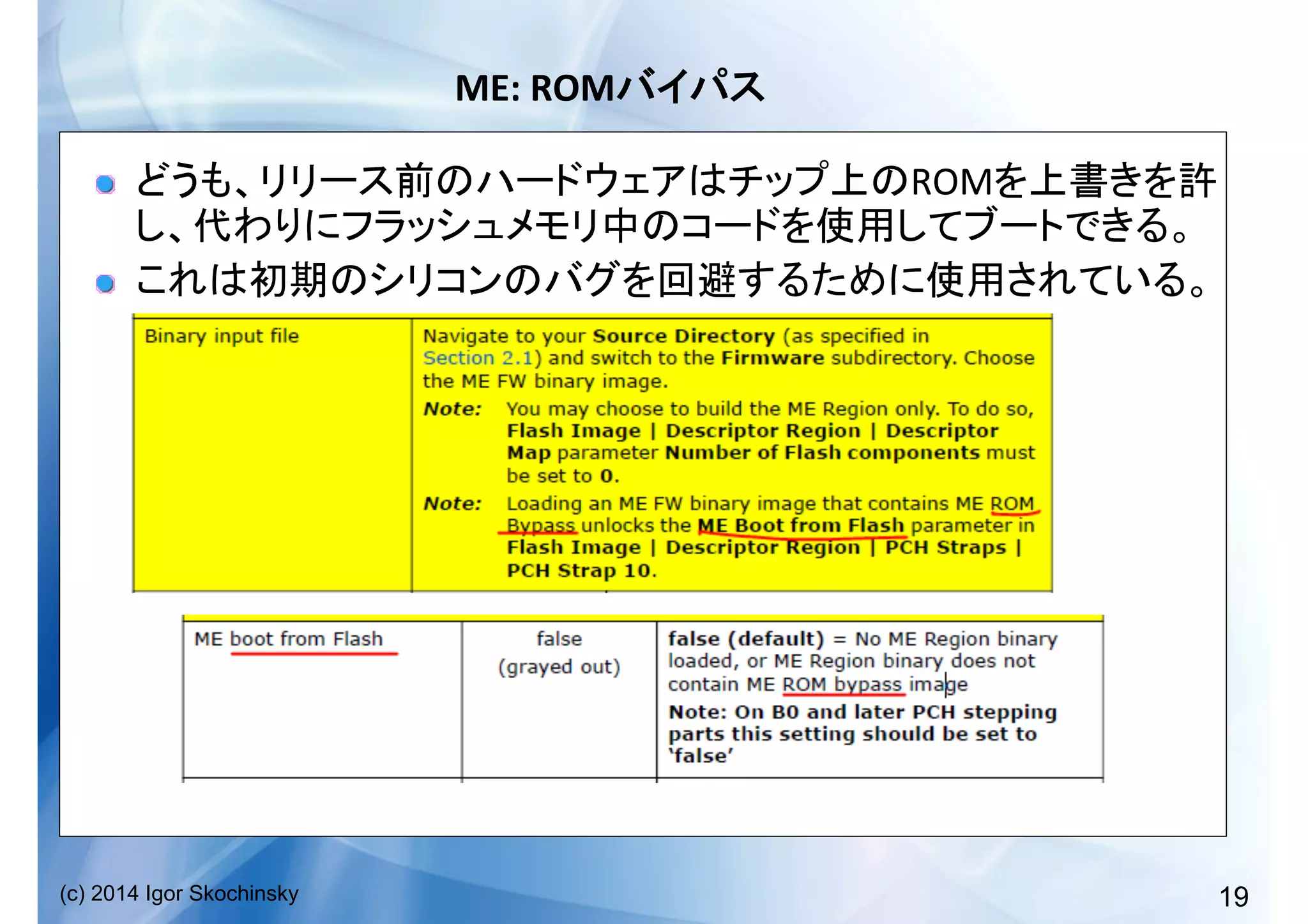 19(c) 2014 Igor Skochinsky
ME:	
  ROM 	
  
!   ROM
	
  
!   	
  
 
