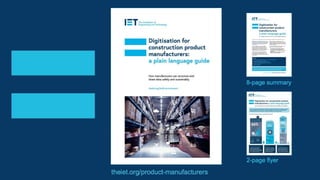 Digitisation for Construction Product
Manufacturers
 