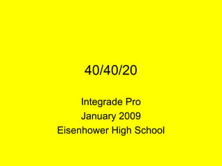 40/40/20
Integrade Pro
January 2009
Eisenhower High School
 