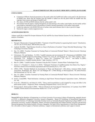 CHARACTERISTICS OF THE LEACHATE FROM MSW LANDFILL,BANGALORE | PDF