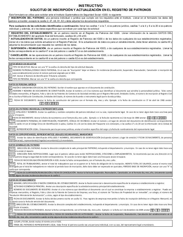 Solicitud De Inscripcion En El Registro Mercantil E Igss