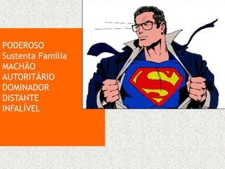PODEROSO
Sustenta Família
MACHÃO
AUTORITÁRIO
DOMINADOR
DISTANTE
INFALÍVEL
 