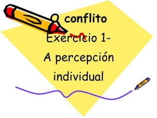 O conflito
Exercicio 1-
A percepción
individual
 