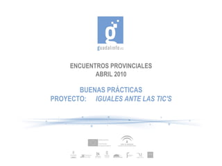 ENCUENTROS PROVINCIALES ABRIL 2010 BUENAS PRÁCTICAS PROYECTO:   IGUALES ANTE LAS TIC'S 
