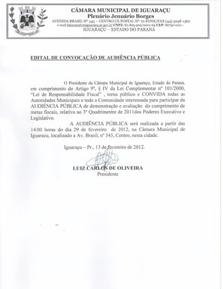Iguaraçu audiencia pública 2012