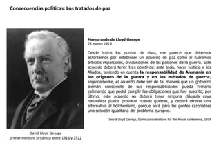 Consecuencias políticas: Los tratados de paz
 