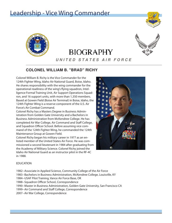 military personal biography examples