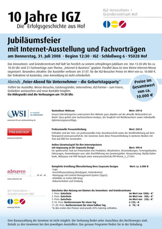 Einladung 10 Jahre IGZ Hof