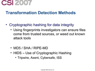 Anti-Forensics: Real world identification, analysis and prevention