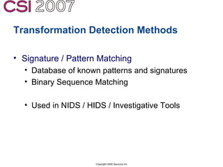 Anti-Forensics: Real world identification, analysis and prevention