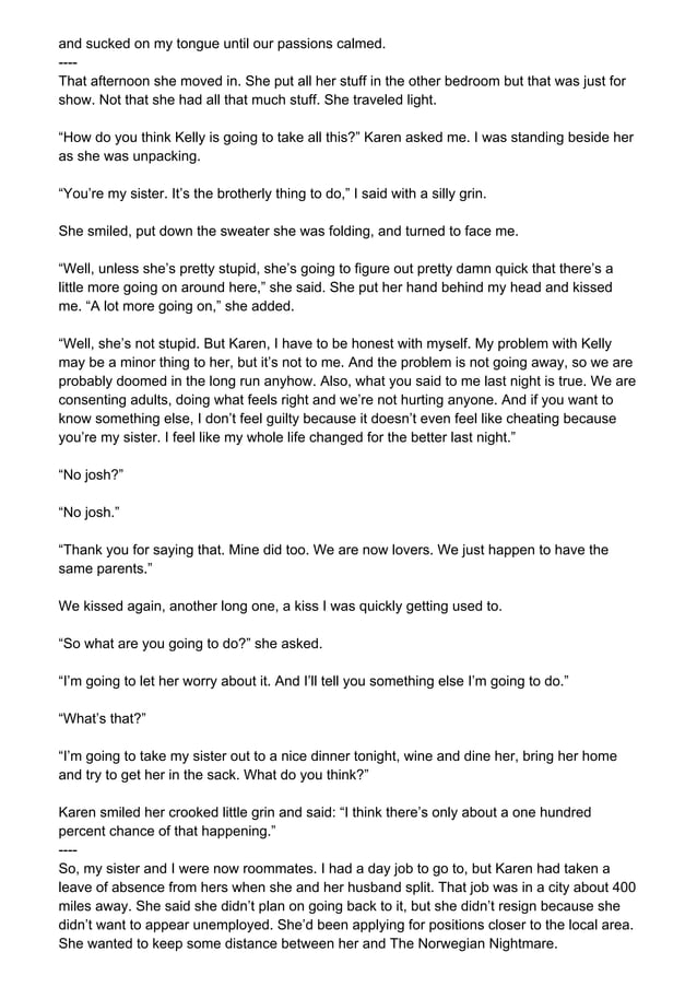 I had sex with my sister. -- The story of real incest. www.freeporn