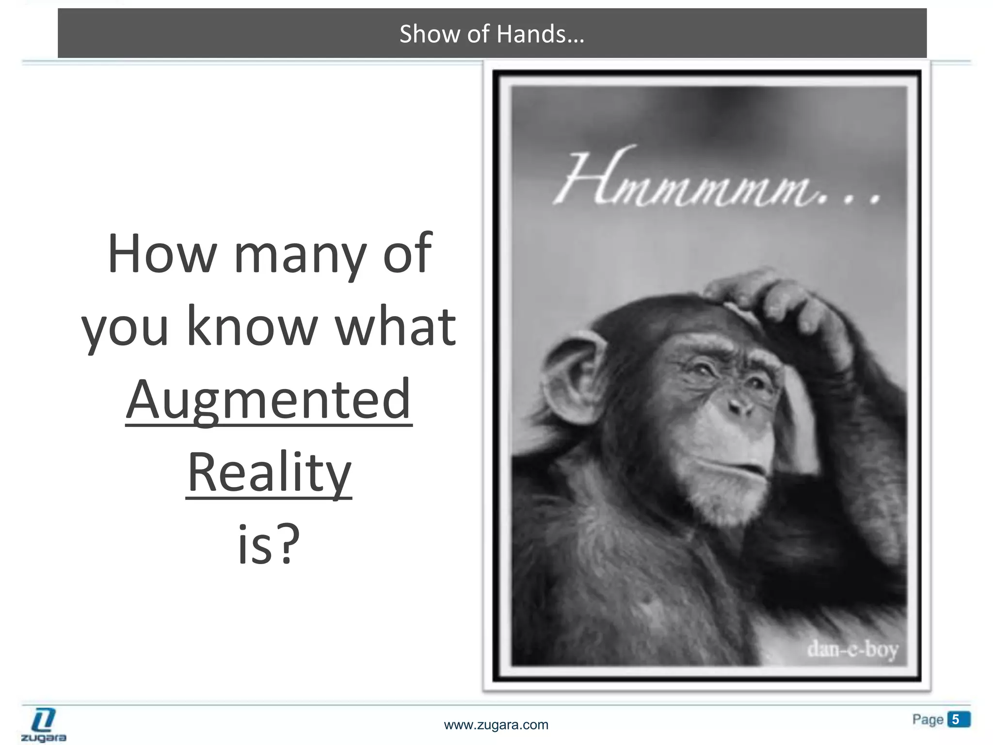 Show of Hands…How many of you know what Augmented Reality is?