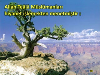 Allah Teâlâ Müslümanları
hiyanet işlemekten menetmiştir :
31
 