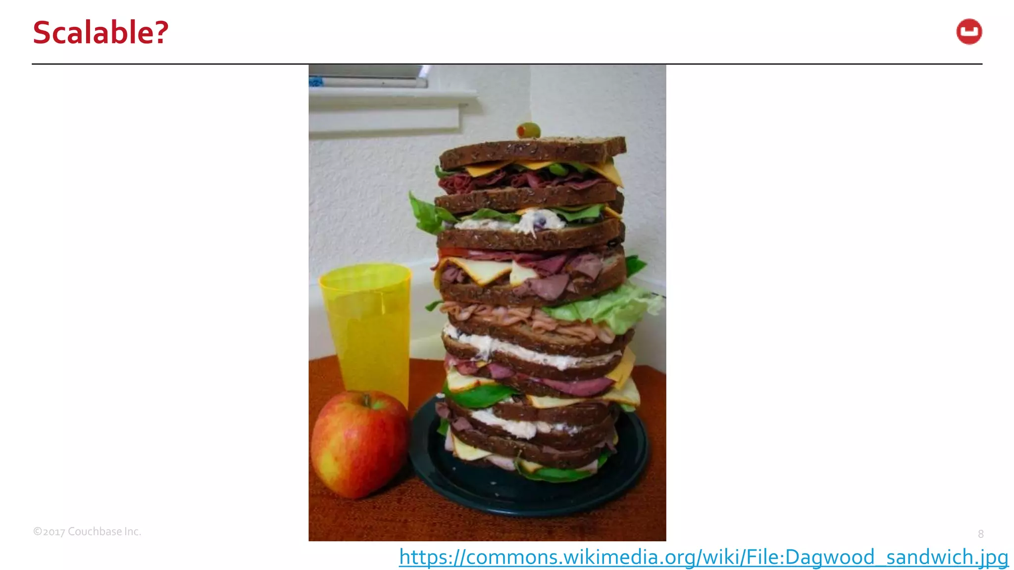 ©2017 Couchbase Inc. 8
Scalable?
https://commons.wikimedia.org/wiki/File:Dagwood_sandwich.jpg
 