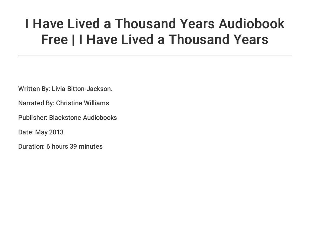i have lived a thousand years audiobook