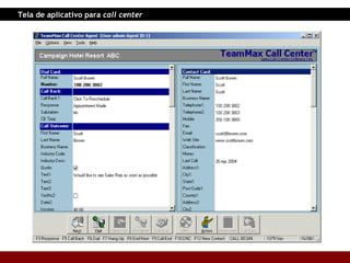 Tela de aplicativo para  call center 