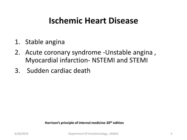 Ischemic heart disease and anesthetic management | PPT