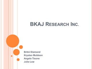 BKAJ Research Inc. Britni Diamond Krysten Muldoon Angela Tisone Julia Low 