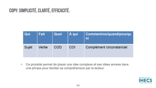 COPY: SIMPLICITÉ, CLARTÉ, EFFICACITÉ.
183
 
