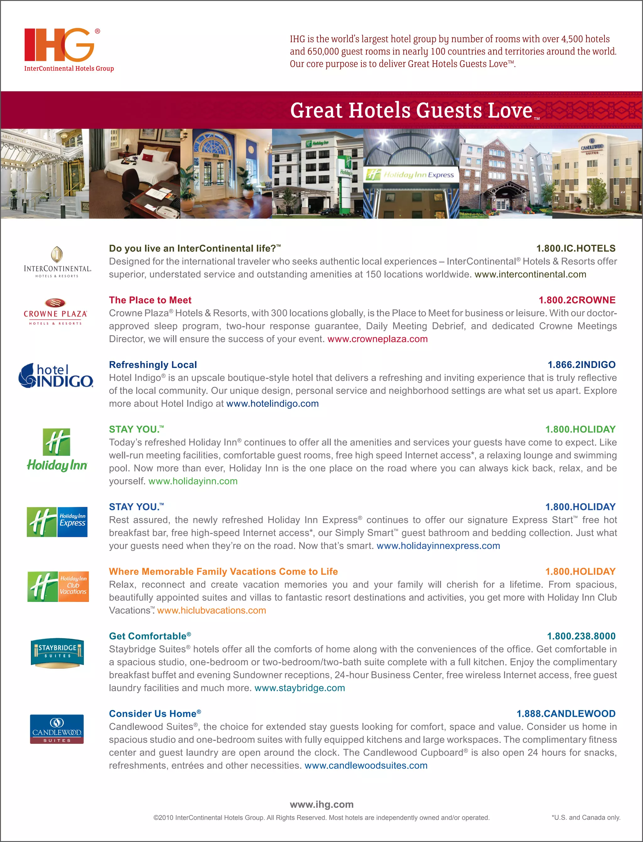 IHG Brand Descriptions PDF Hotels and Motels Travel Type