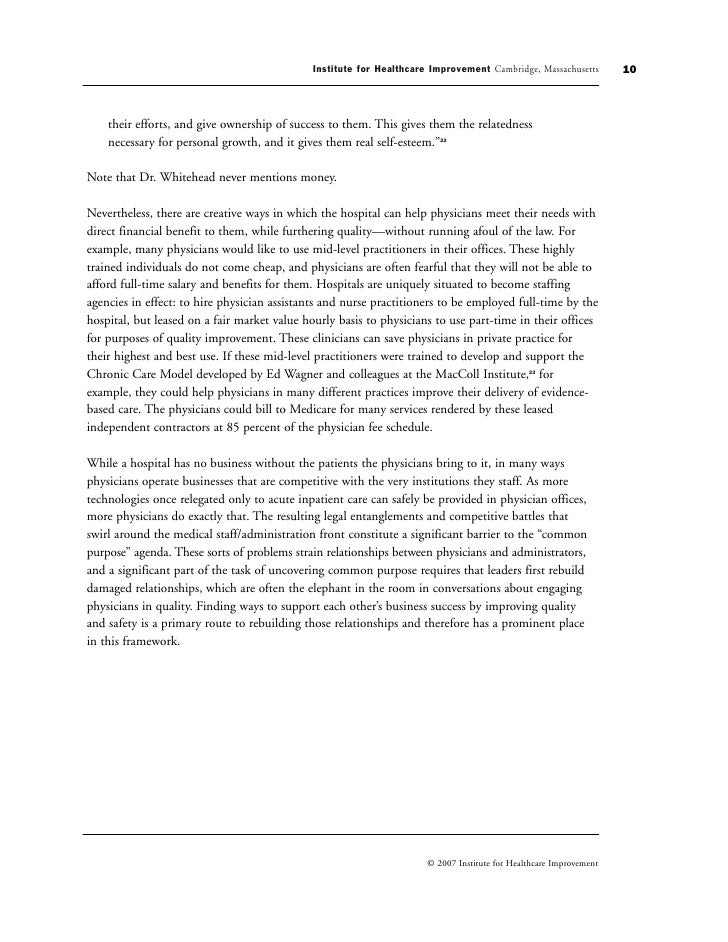 ihi engaging physicians white paper2009 virginia doctors note