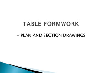 TABLE FORMWORK - PLAN AND SECTION DRAWINGS 