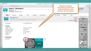 Display Details:
Standort spezifische
Informationen und
Ad Hoc Screen Shots
 