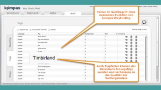 Fehler im Suchbegriff: Eine
besondere Funktion von
kompas WayFinding
Auch Tippfehler können der
Datenbank hinzugefügt
werden und verbessern so
die Qualität der
Suchergebnisse
 