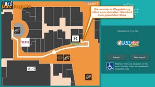 Die animierte Wegeleitung
führt vom aktuellen Standort
zum gesuchten Shop
Das Projekt
 