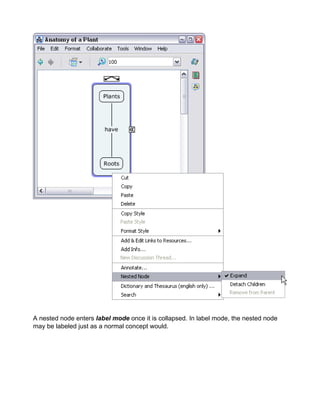 A nested node enters label mode once it is collapsed. In label mode, the nested node may be labeled just as a normal concept would.  