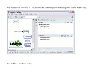 helps Plants appears on the cmap as a new proposition that can be incorporated into the design of the Anatomy of a Plant cmap. 
From the "Views - CmapTools" window:  