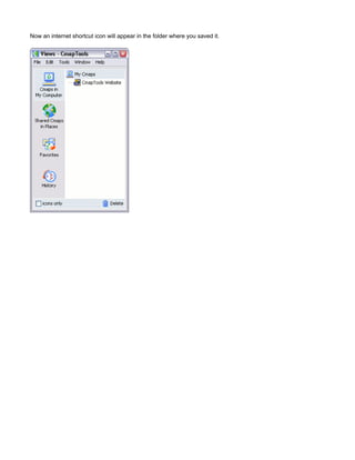 Now an internet shortcut icon will appear in the folder where you saved it.  