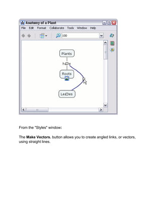 From the "Styles" window: 
The Make Vectors. button allows you to create angled links, or vectors, using straight lines.  