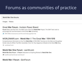 Forums as communities of practice 
 