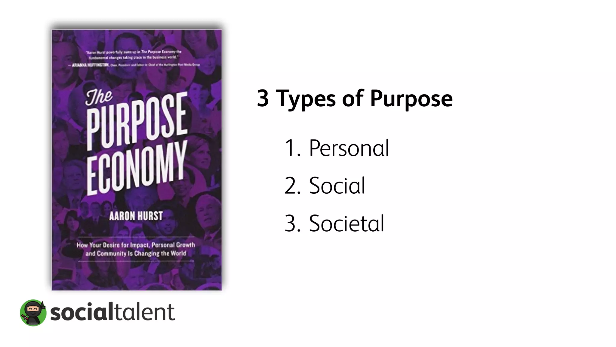1. Personal
2. Social
3. Societal
3 Types of Purpose
 