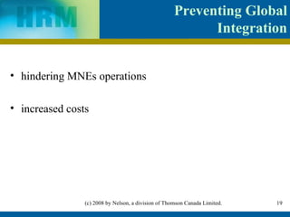 Preventing Global Integration hindering MNEs operations increased costs 