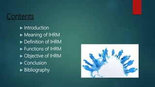 ihrm meaning