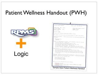 Logic
Patient Wellness Handout (PWH)
 