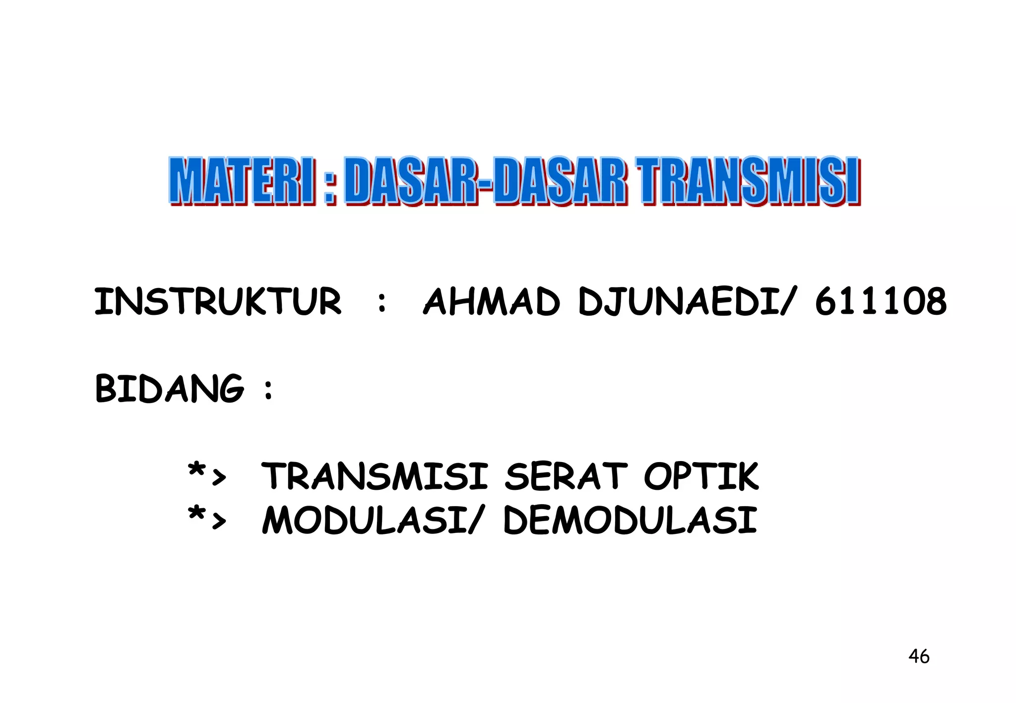 142.7 Interferensiadalah gangguan pada sistem transmisi yang disebabkan oleh adanya sinyal lain yang mempunyai frekwensi sama dengan frekwensi yang digunakan oleh sinyal aslinya dimana sinyal pengganggu tsb memiliki daya yang cukup besar152.8 Gema (Echo)adalah sinyal kembali yang disebabkan karena adanya ketidakcocokan impedansi pada sebuah saluran, sehingga akan menimbulkan refleksi sinyal, yang apabila diterima kembali oleh pengirim dengan delay yang cukup besar , echo tsb akan sangat mengganggu.
