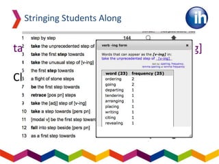 Stringing Students Along
take the unprecedented step of [v-ing]
Clicking on the [v-ing] reveals:
 