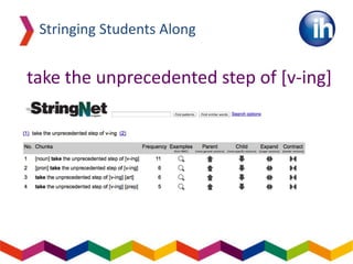 Stringing Students Along
take the unprecedented step of [v-ing]
Clicking on Expand:
 