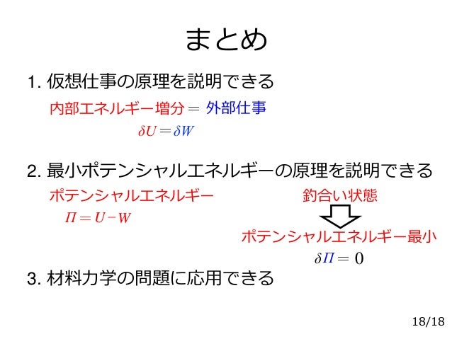 材料力学 仮想仕事の原理 最小ポテンシャルエネルギーの原理 Ii 07 18
