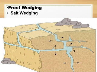 •Frost Wedging
• Salt Wedging
 